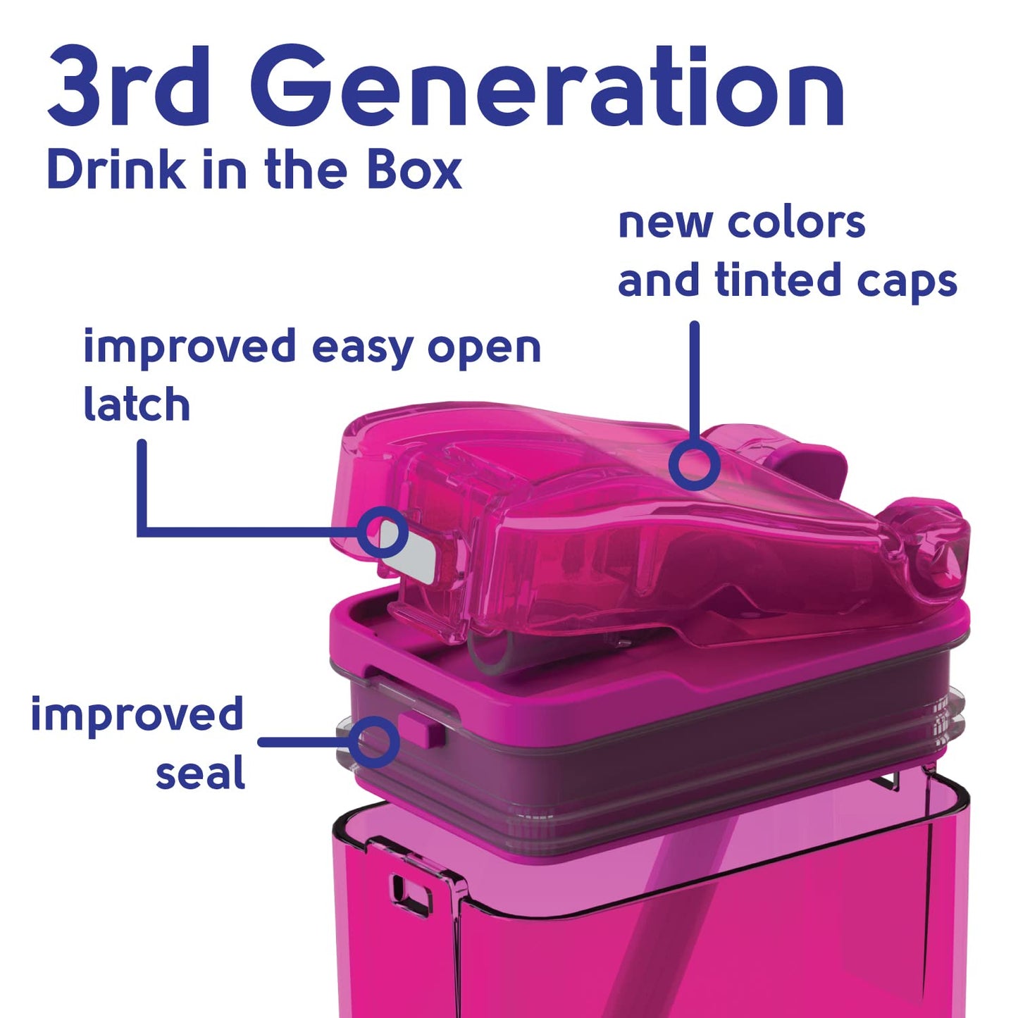 Precidio Design Drink in the Box Eco-Friendly Reusable Juice Box Container, 12 ounce, Pink