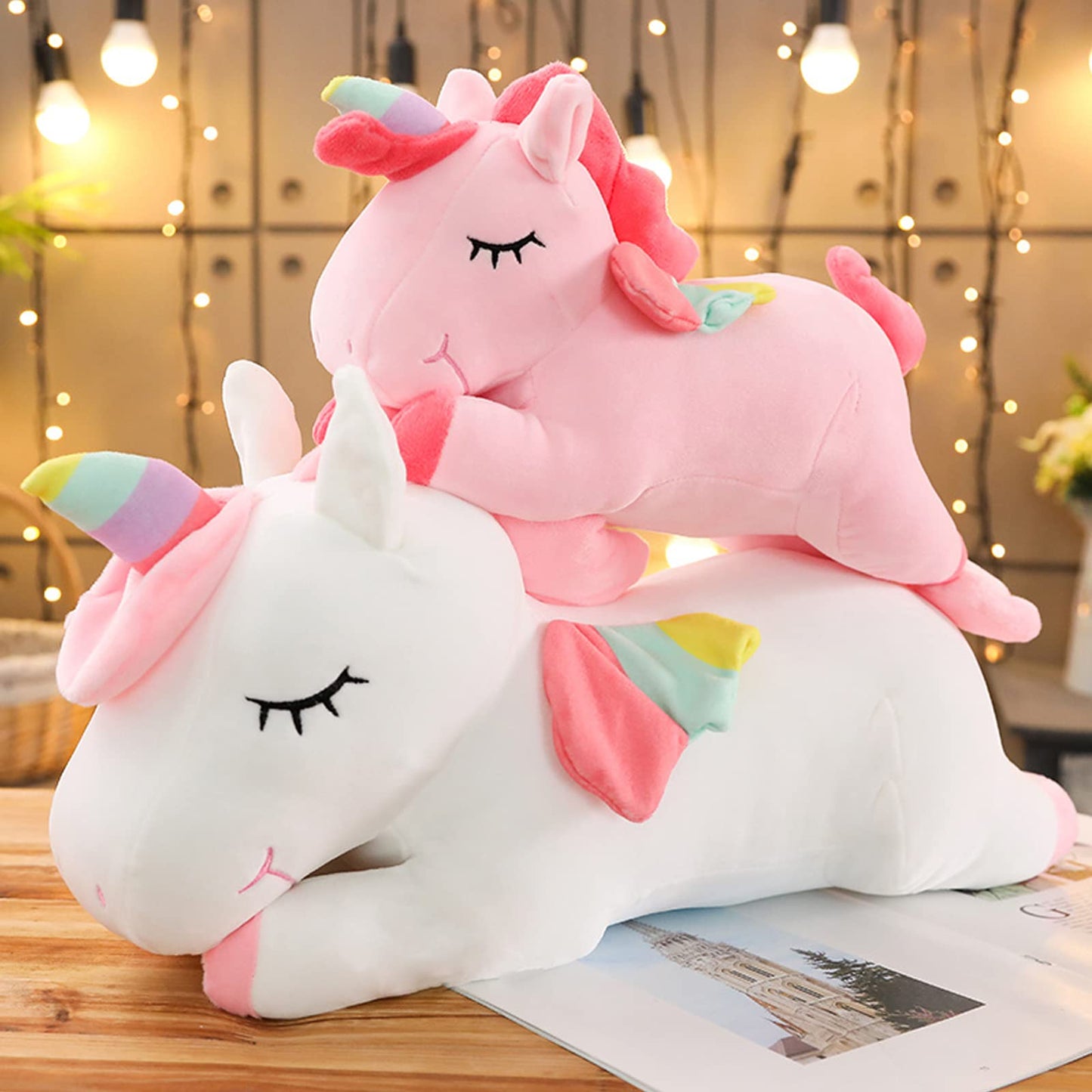 hitoshe Unicorn Stuffed Animal, Soft Unicorn Plush Hugging Pillow Toy Gifts for Kids (White, 31.4 in)