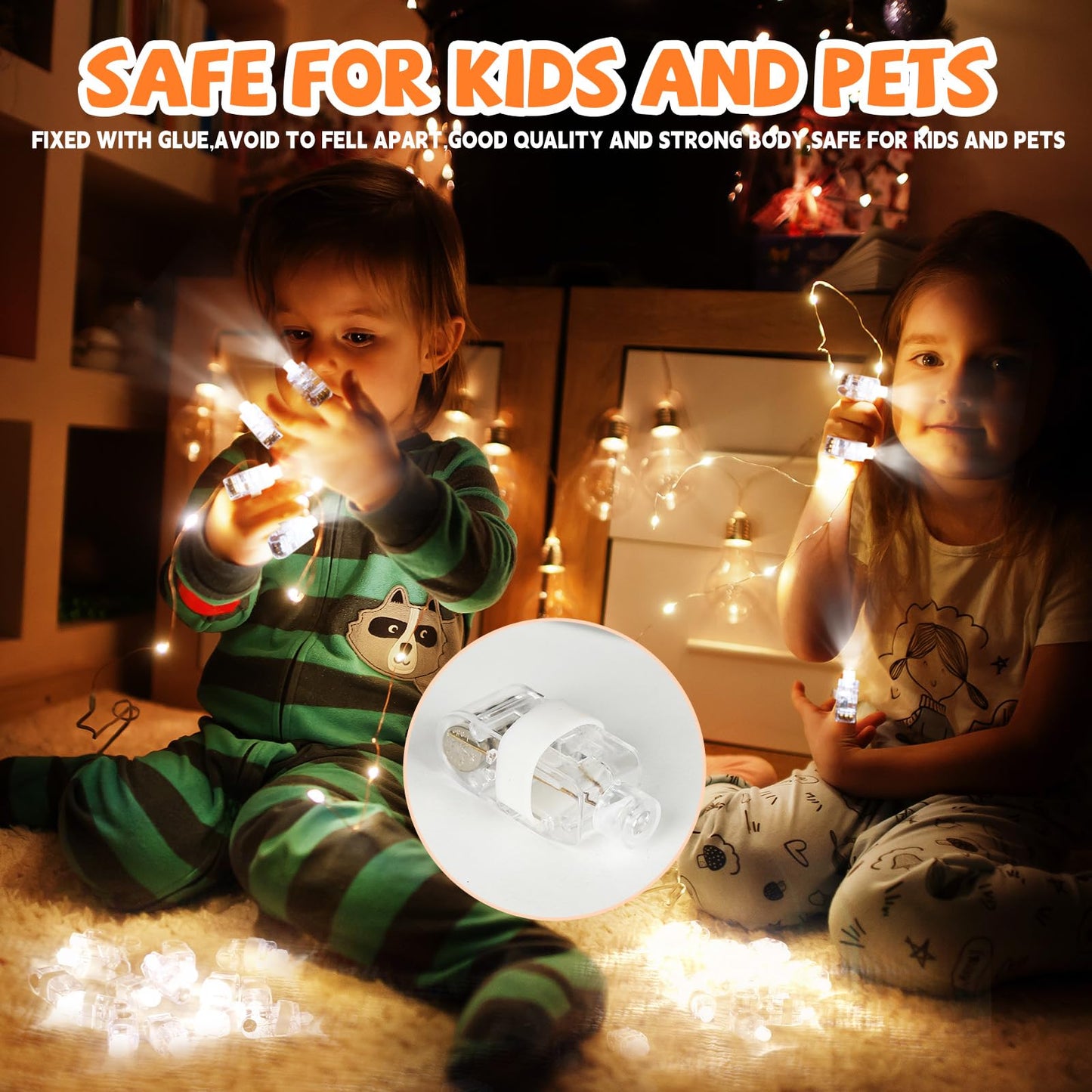CALIFORNIA CADE ELECTRONIC Finger Lights-50Pcs White Finger Flashlight for Kids Bulk Party Favors Supplies Light Up LED Finger Light for Easter Back to School Classroom Prizes Parties Halloween
