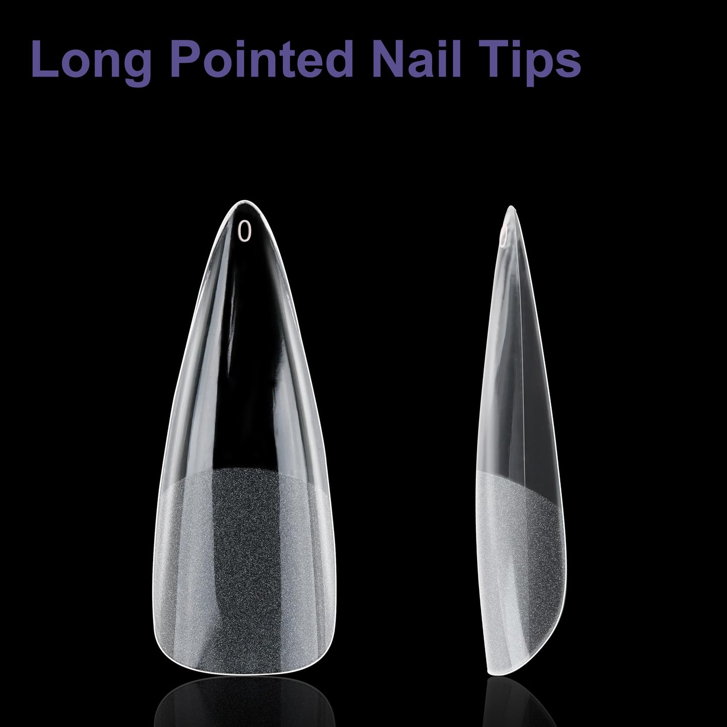 Half Matte Long Pointed Fake Nail Tips, Soft Gel Pre-Shaped Nail Tips, Full Cover False Nails with Clear Box for Nail Salons and DIY Nail Art, 600PCS/12 Sizes