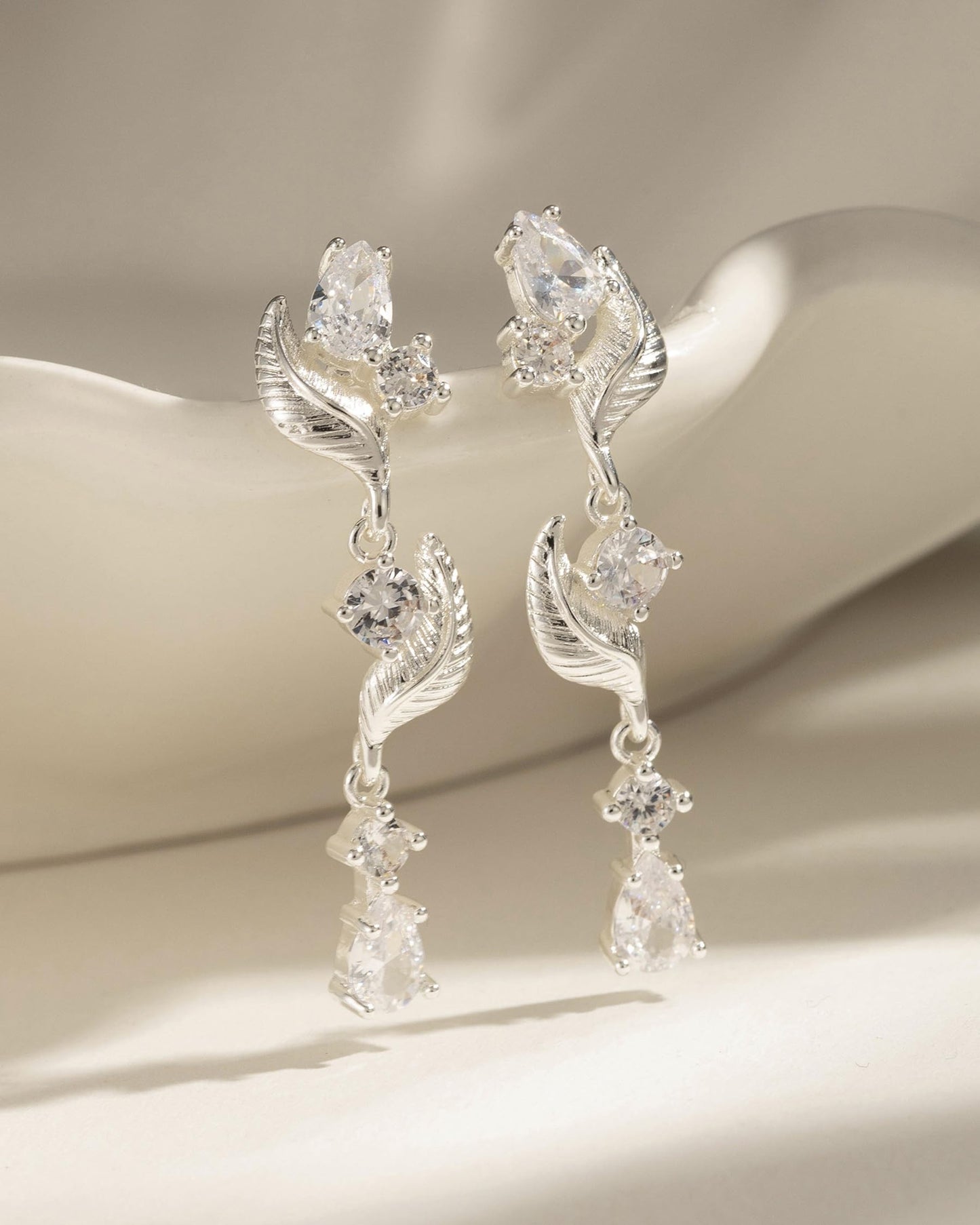 925 Sterling Silver Dangle Earrings for Women Trendy Brides Drop Dangle Cubic Zirconia Elegant Prom Bridal Bridesmaids Wedding Anniversary Dangling Jewelry