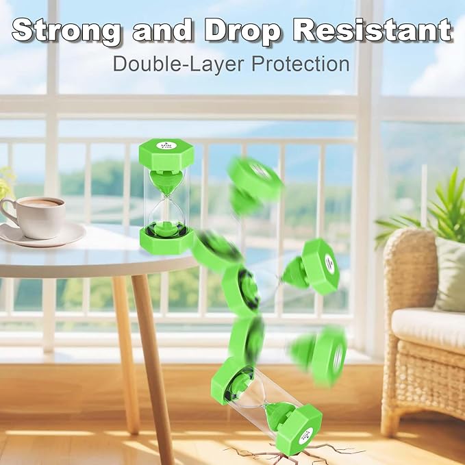 Sand Timer 1 Minute Hourglass, Unbreakable 1min Sand Clock, Plastic Reloj De Arena 1 Minutos, Colorful Hour Glass Sandglass for Classroom Games(Green)
