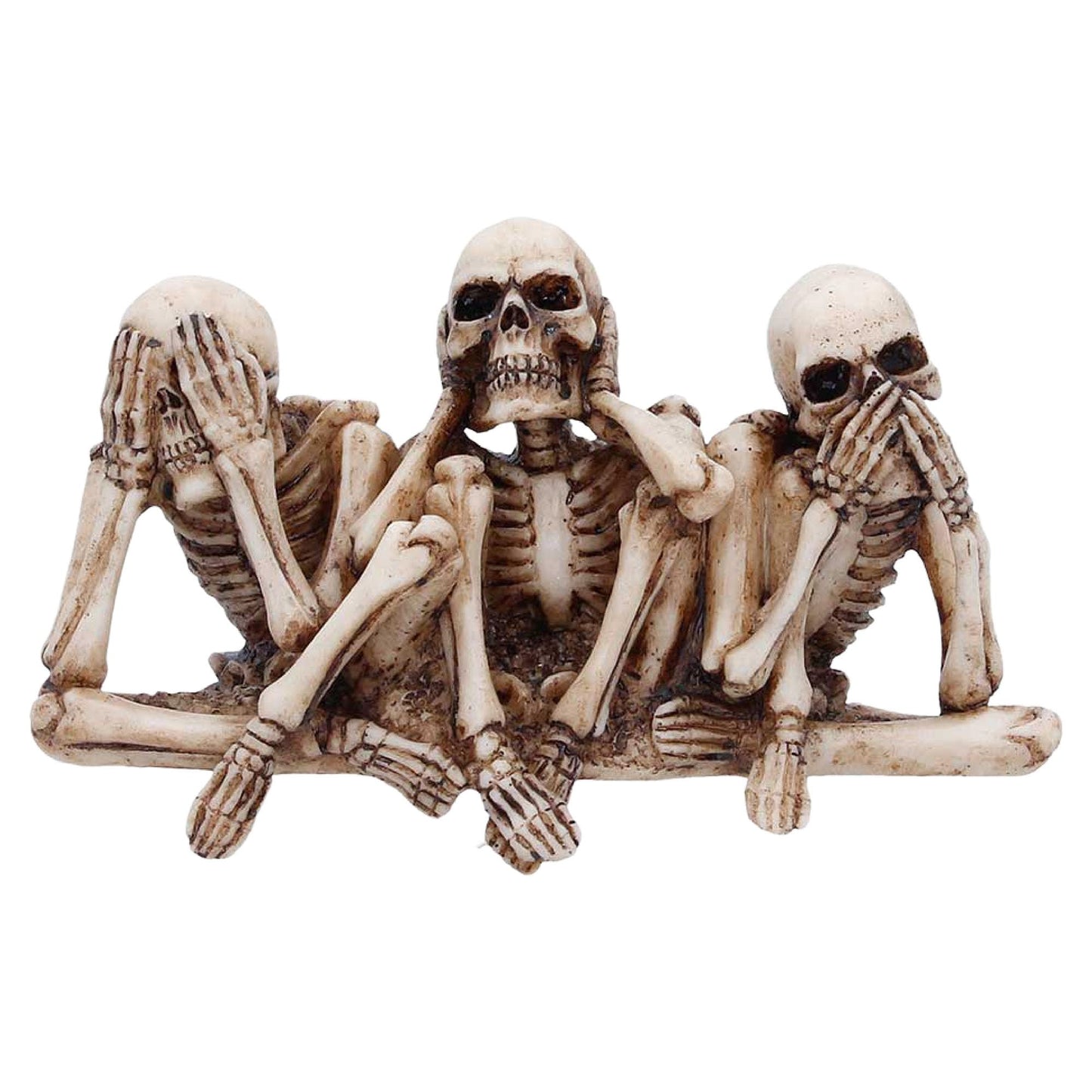 Nemesis Now Three Wise Corpse Figurines 7.3cm – Gothic Skeleton Home Decor, See Hear Speak No Evil, Hand Painted Resin Statue, Gifts for Collectors