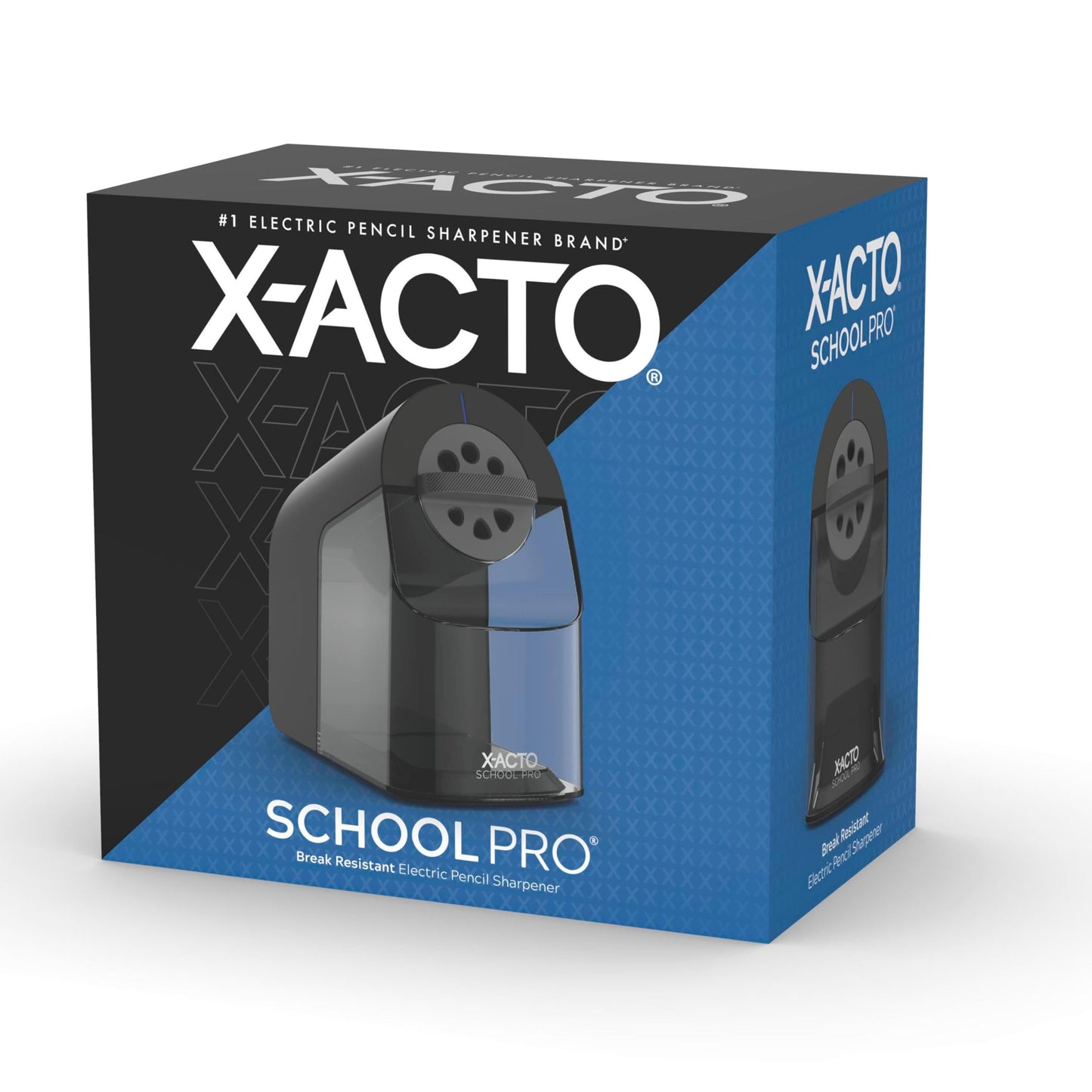 X-ACTO Pencil Sharpener, School Pro Electric Pencil Sharpener, With Six Size Dial, XL Shavings Bin, Black, 1 Count - Heavy Duty, Teacher and School Supplies