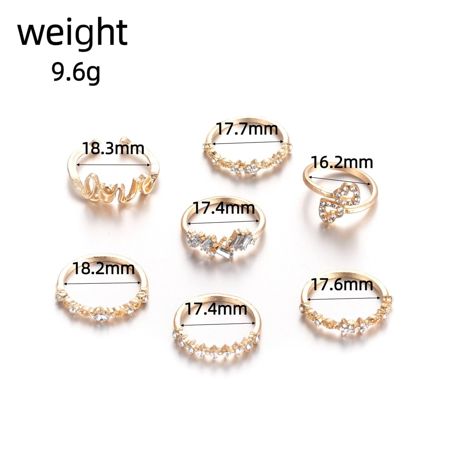 FUTIMELY Boho Retro Stackable Rings Sets for Women Knuckle Joint Finger Knuckle Nail Ring Sets Moon Stars Stack Preppy Statement Rings Cute Trendy Stuff Jewelry (B-7PC-LOVE Rings)