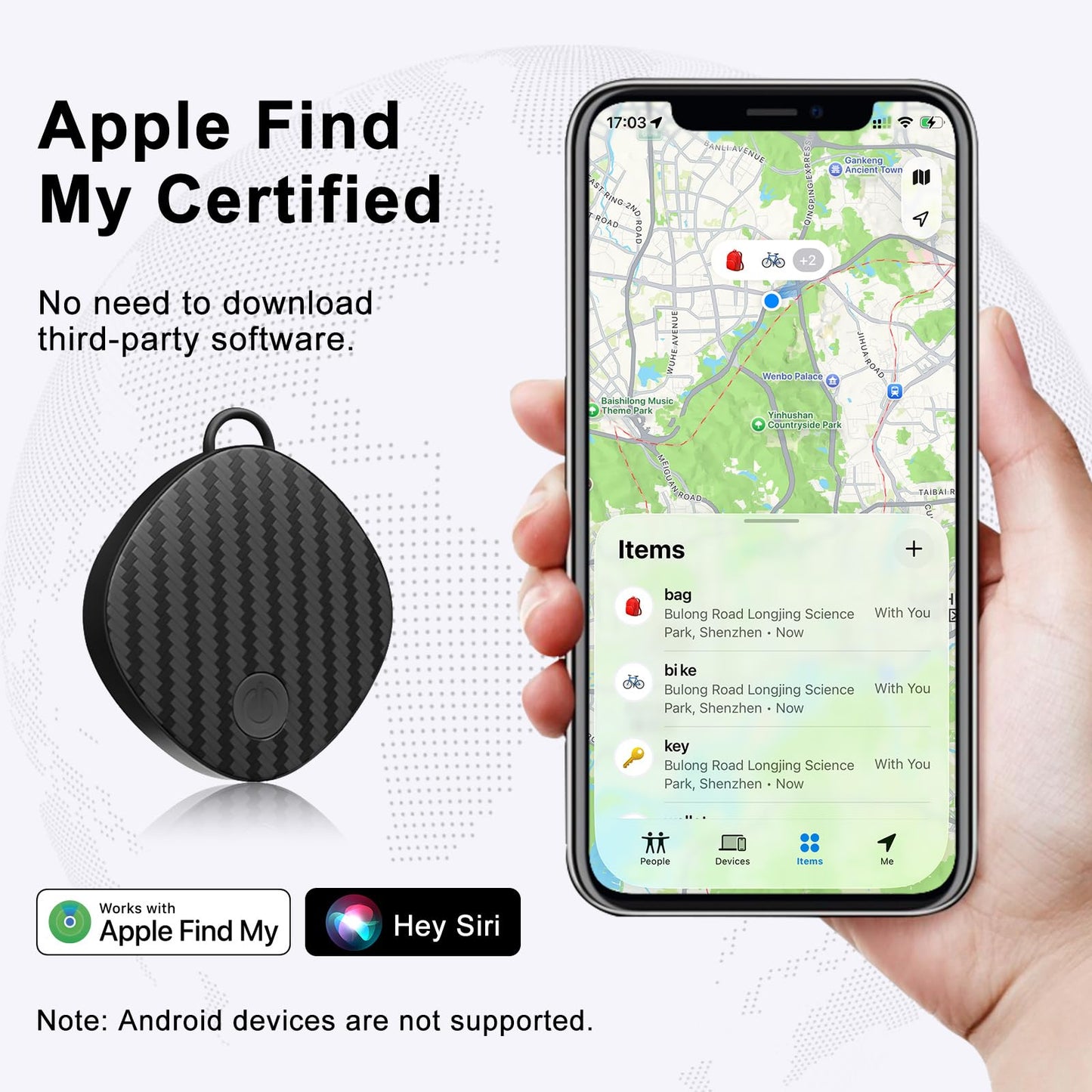 Air Tracker Tags 4 Pack, Bluetooth Item Finder Compatible with Apple Find My (iOS Only), Key Finder & Luggage Tracker with Left Behind Alerts, Lost Mode & Replaceable Battery