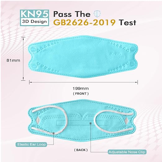 LEMENT KN95 Face Masks - 50 Pack Breathable Comfortable Disposable Masks For Adult, Filter Efficiency≥95%, Elastic Ear Loops, Blue