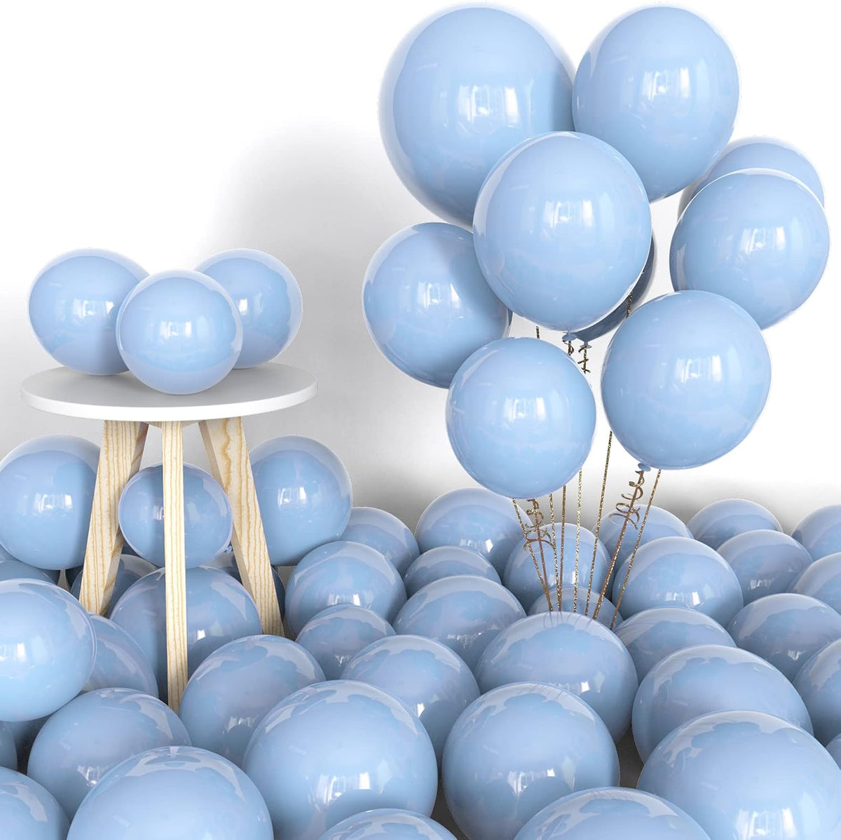 Labeol 151PCS Light Blue Balloons 18/12/10/5 Inch Blue Balloons Party Latex Balloons Garland Balloon Arch for Birthday Baby Shower Wedding Bachelorette Anniversary Halloween Decorations