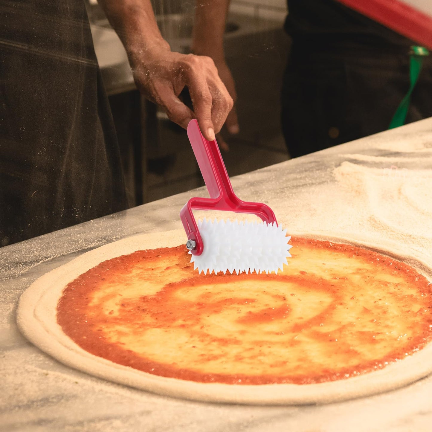 Zerodeko Pizza Dough Roller Docker 7.87 Inch Plastic Spike Wheel Kitchen Gadget for Even Pizza Crust Perforation and Bubble Prevention Baking Tool