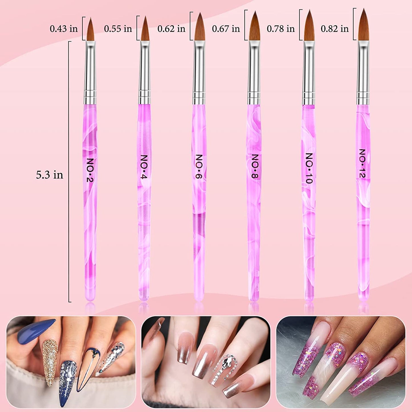 Yokilly Nail Brush Set, 6 PCS Acrylic Nail Art Brush Nail Polish Brush 4PCS Crystal Dappen Dish for Acrylic Nails & 550 PCS Clear Coffin Nail Tips for Professional Acrylic Nails