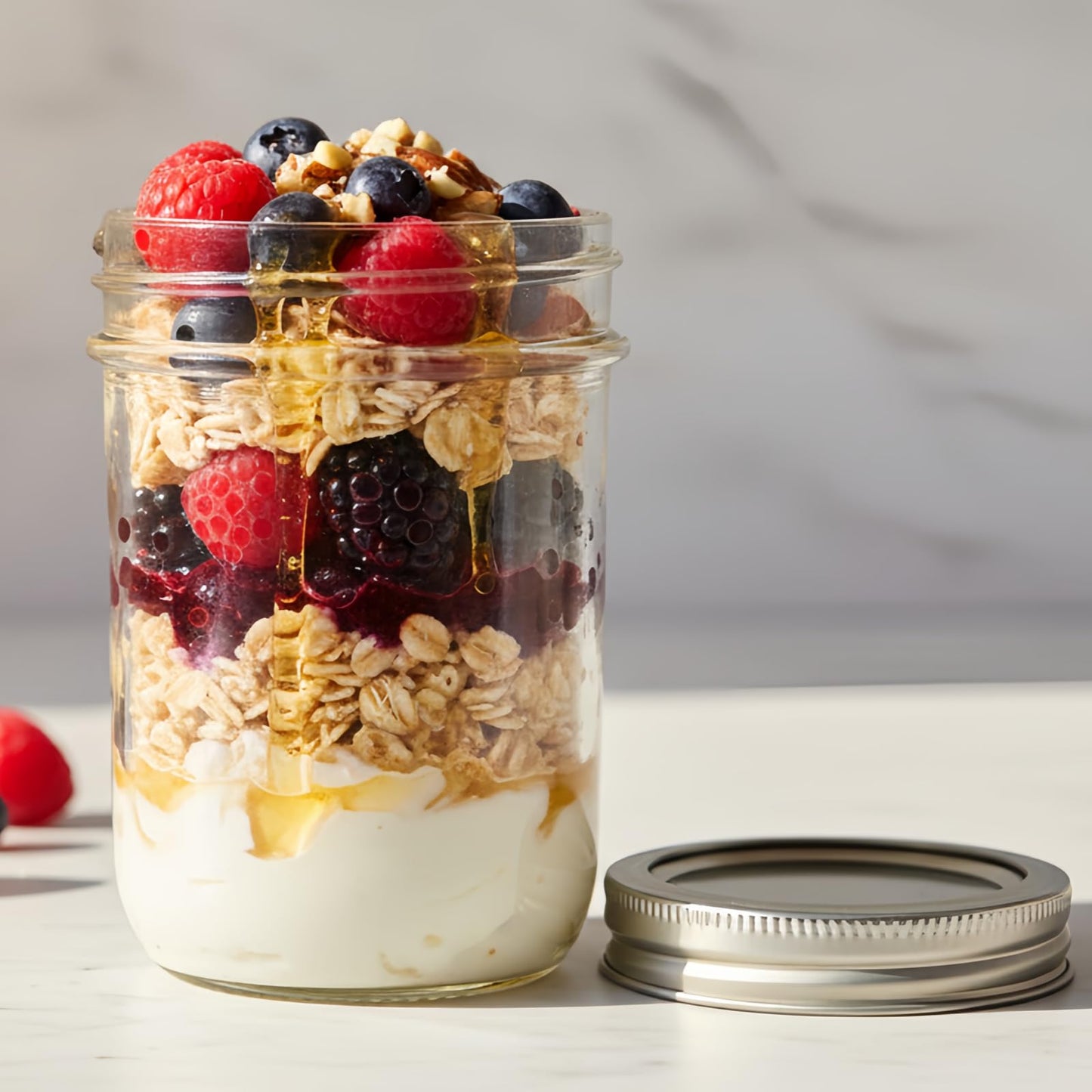 Jumterlee Wide Mouth Mason Jars 16 oz (12 Pack) - Overnight Oat Jars with Airtight 2-Piece Metal Lids, Suitable for Pickling, Meal Prep, Storage, DIY Crafts & Water Bath Canning