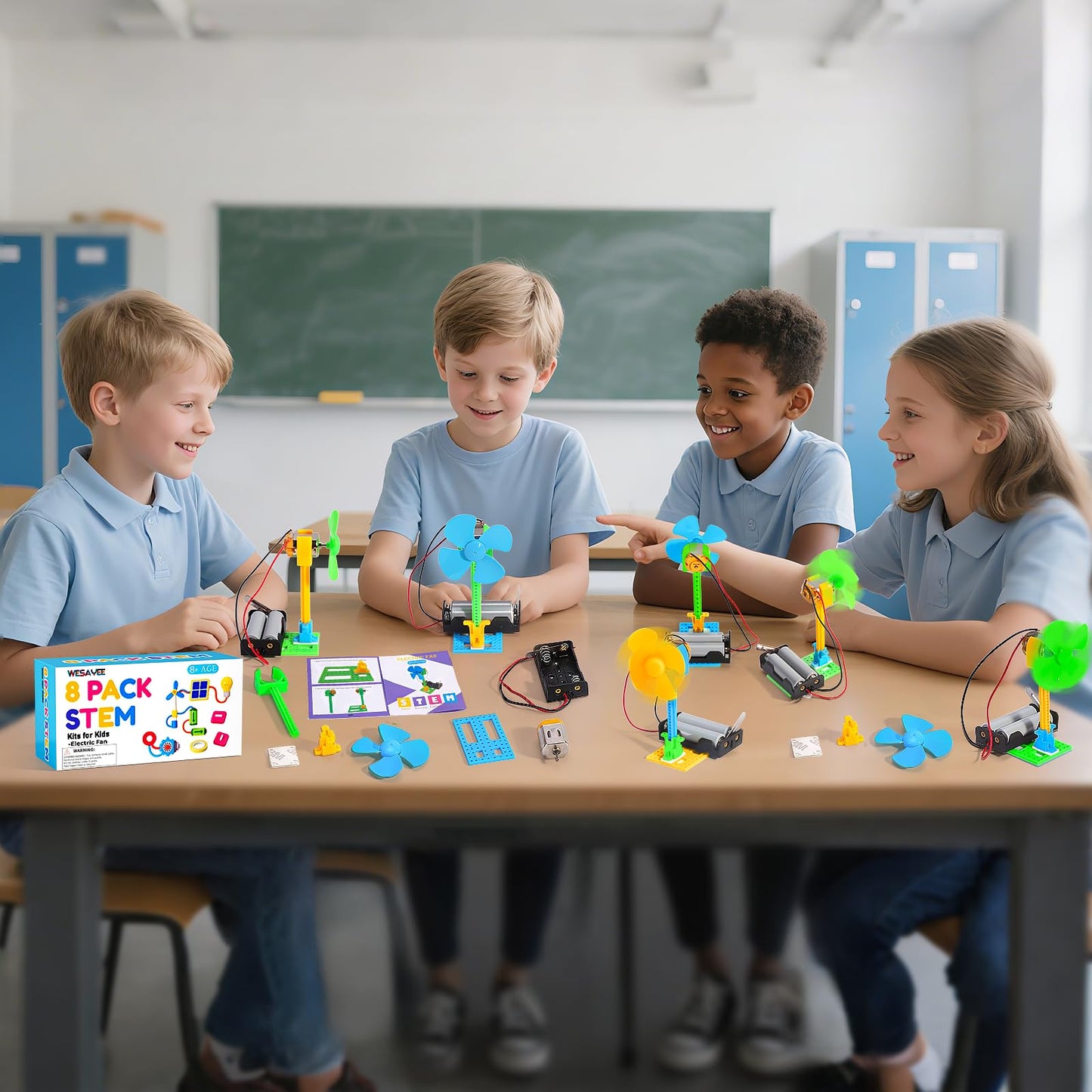 Bulk STEM Kits - 8 Set Electrical Fans, Girls Boys Crafts Science Kits for Kids Age 8-12, STEM Toys for Boys 8-10 8 10 12 13 Classroom, Engineering Activities Experiments Projects Circuit
