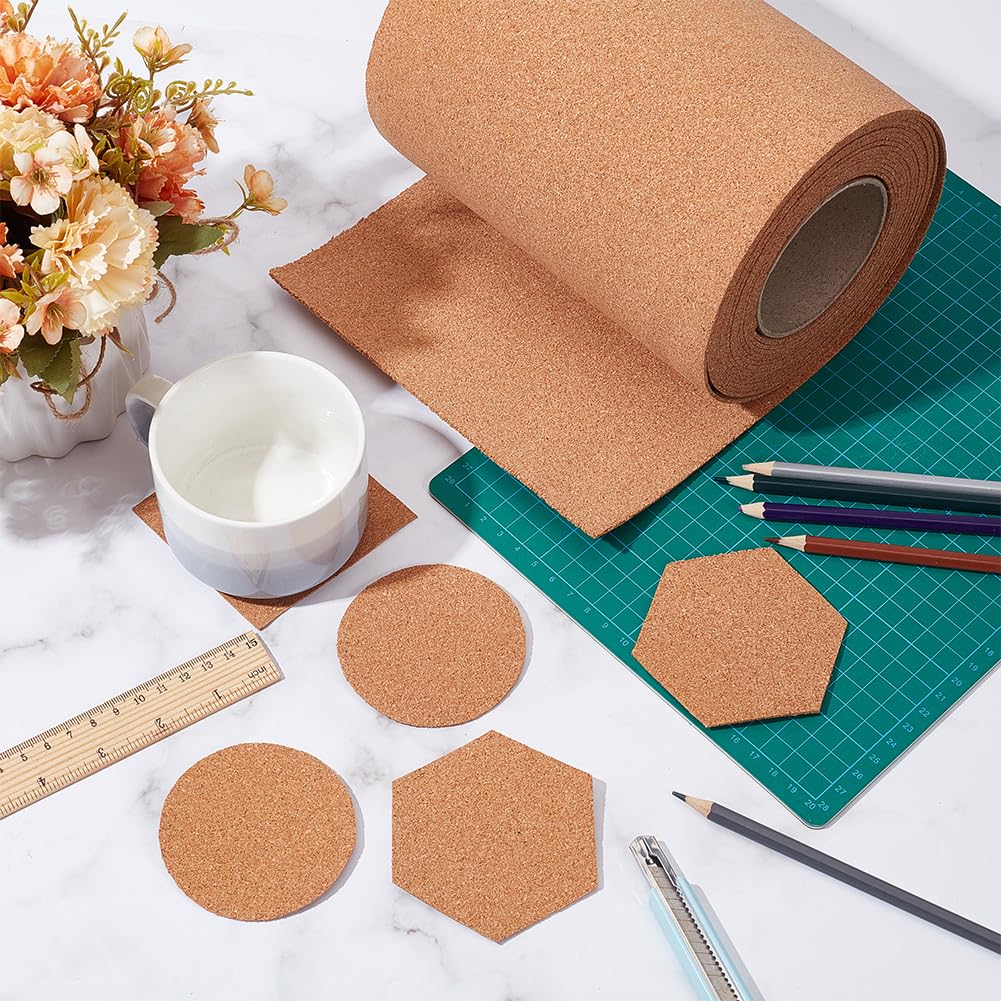 BENECREAT 19.68ftx7.8inch Cork Roll, 2mm Natural Cork Board Bulletin Board Corkboard Paper Sheets for Coaster, Wall Decoration, Party and DIY Crafts Supplies