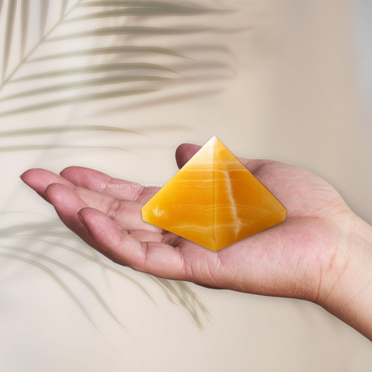 Yellow Calcite Pyramid Crystal Healing Stones - 1.5" Great Pyramid Figurine of Natural Stone Pyramid for Meditation, Reiki, Chakra Balancing and Crystal Pyramids Grid