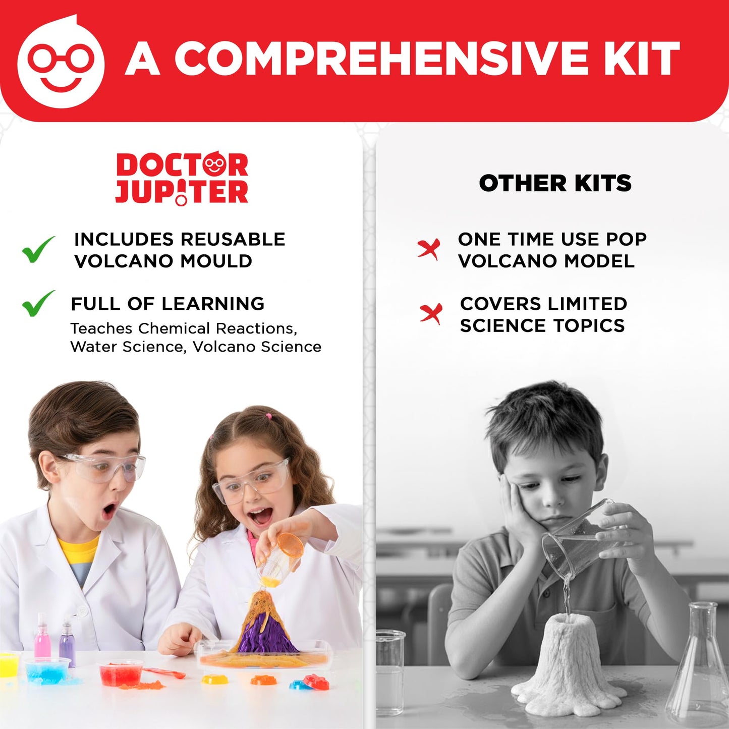 Doctor Jupiter Explosive Science Kit, Chemistry Set for Kids Ages 8-10-12-14 | Birthday Gift Ideas for Boys & Girls 8,9,10+ Years Old | STEM Toy with 10 Experiments | Learning & Educational Projects