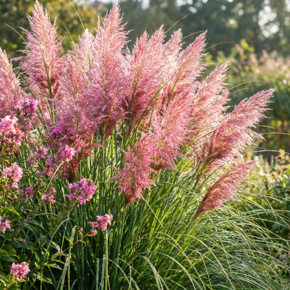Set 100+ Pink Pampas Grass Seeds for Planting, Pampas Grass, Ornamental Grass for Garden Decor, Landscape