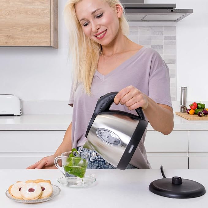 Moss & Stone 1.2L Stainless Steel Small Electric Kettle, Cordless 1500w Fast Boiling Pot, Portable Hot Water Electric Tea Kettle With Boil Dry Protection & Auto Shut-Off