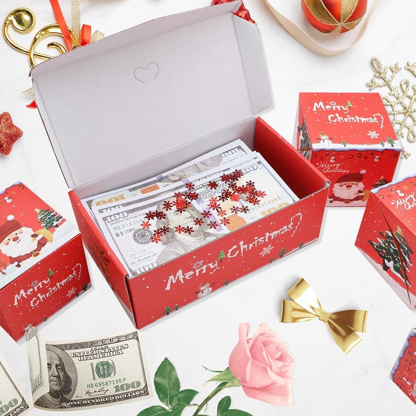 16pcs Surprise Gift Box Explosion for Money, Surprise Envelope Gift Box - Folding Pop-Up Explosion Box for Money, Surprise Pop Up Money Box for Merry (Red)