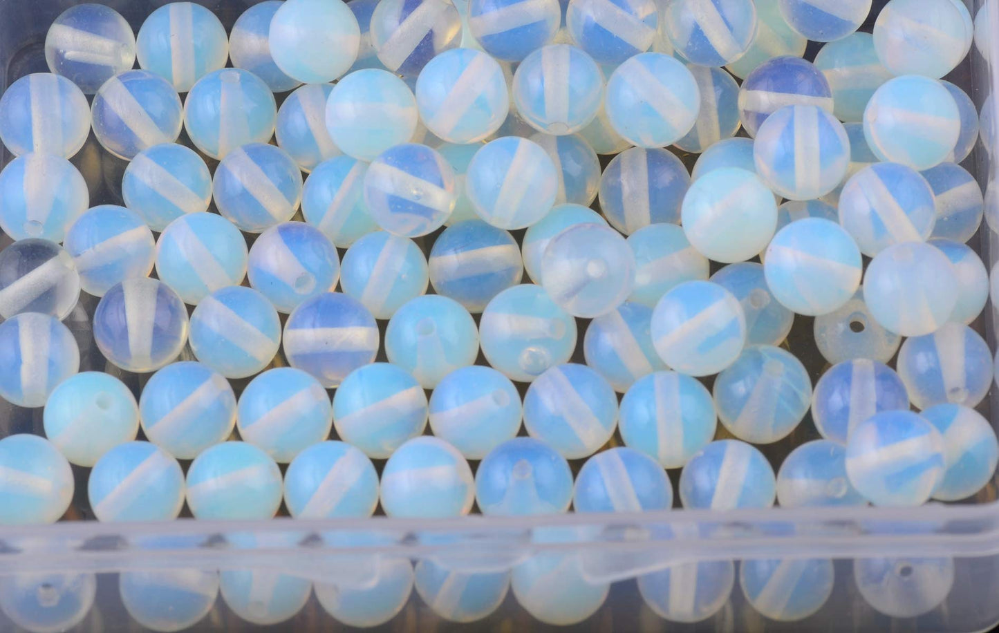 Stone Beads 100pcs 8mm Opal Round Stone Beading Loose Gemstone Hole Size 1mm DIY Smooth Beads for Bracelet Necklace Earrings Jewelry Making (Opal, 8mm)
