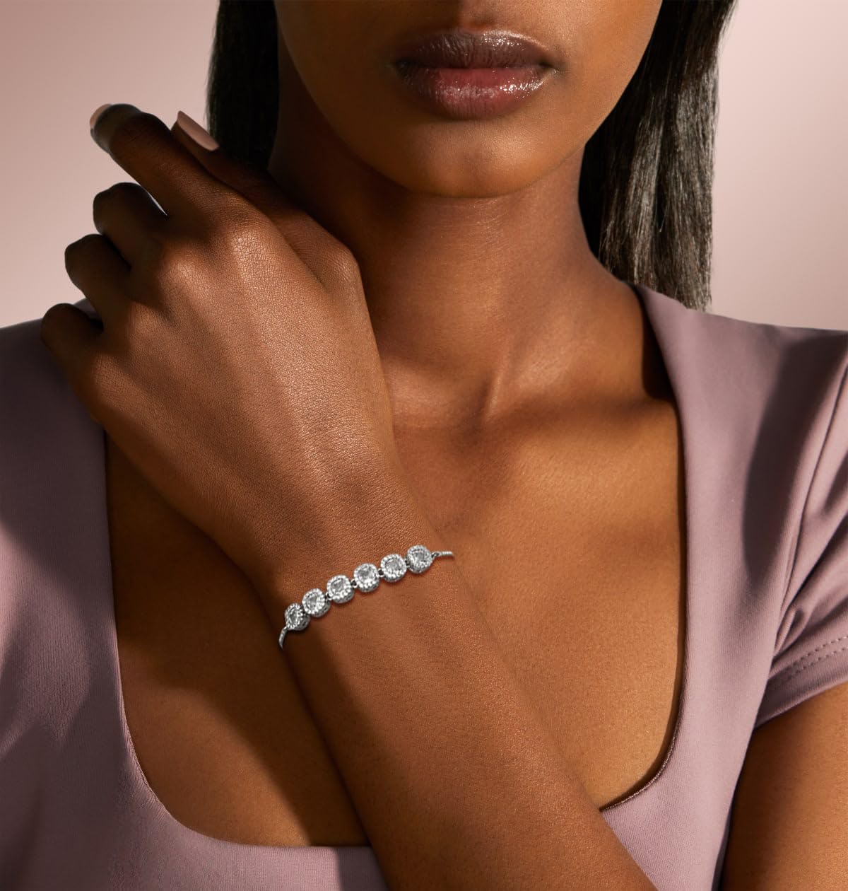 Wovanoo Tennis Bracelet for Women Cubic Zirconia Bracelets Adjustable Slider Bracelets Silver 01