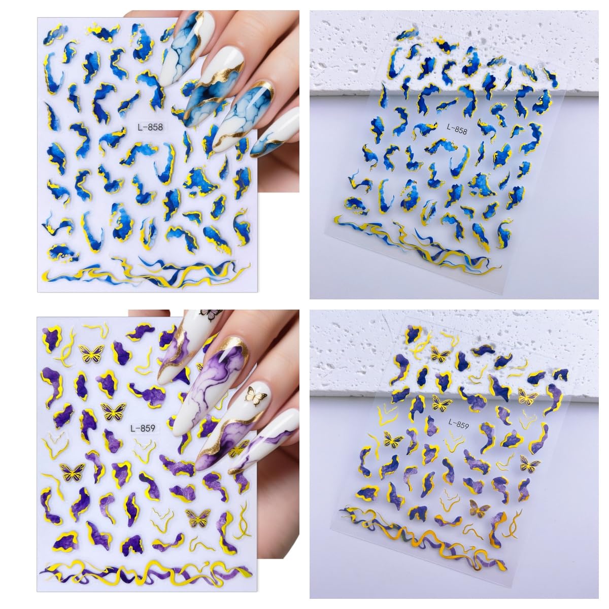 Marble Pattern Nail Art Stickers, 3D Embossed Retro Nail Decals, Self Adhesive Nails Decoration Supplies for Women Nails Design(Marble-12 Sheets)