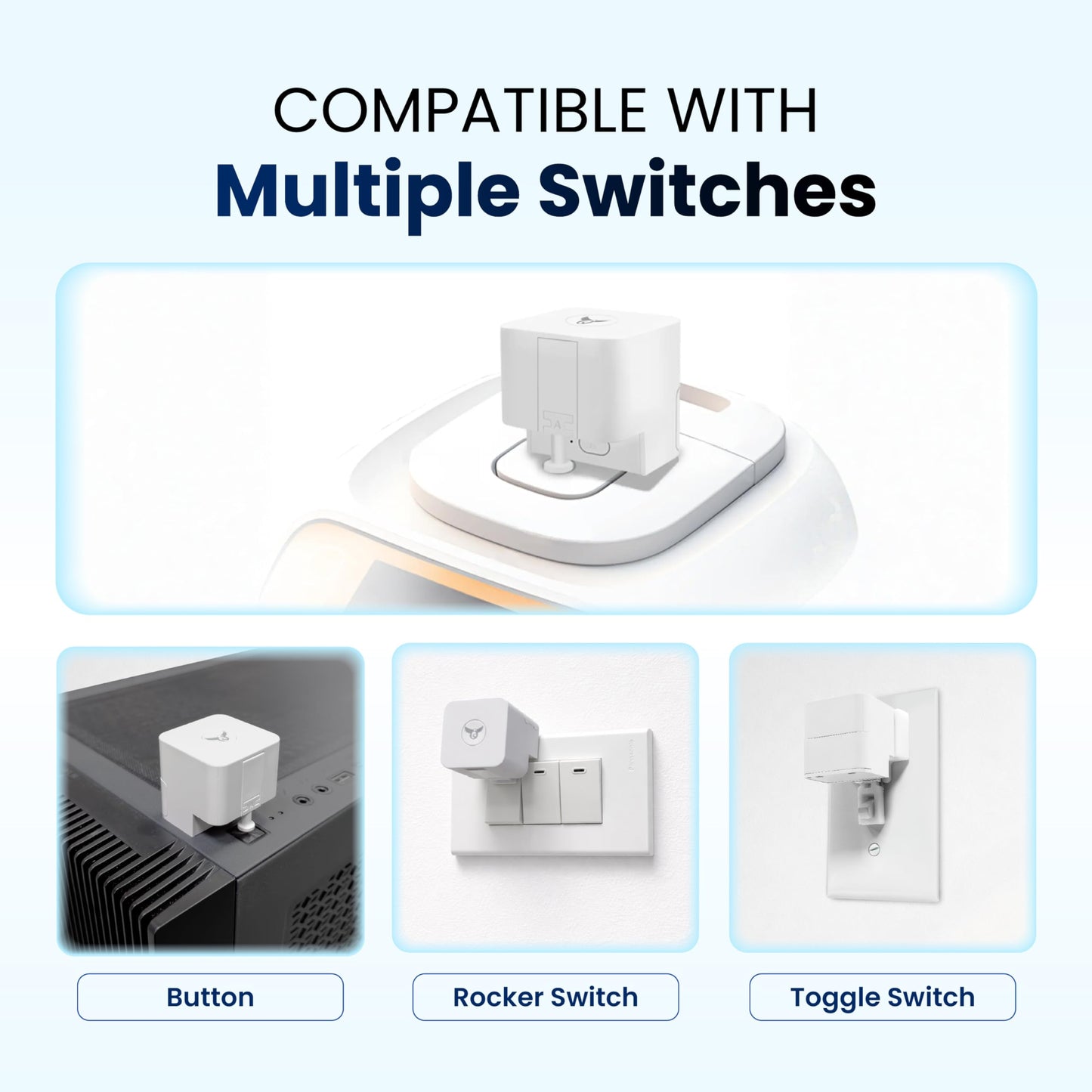 Osprey.Life Smart Fingerbot Button Pusher (Bluetooth) – No Wiring, Supports Button/Rocker/Toggle Switch, App & Timer Control, Add Gateway for Alexa & Google, White