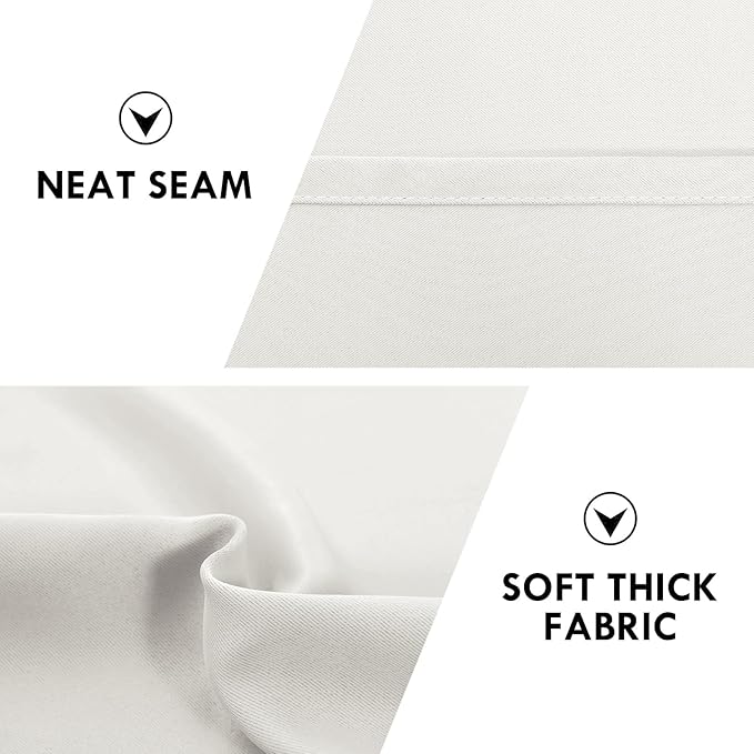 DWCN Blackout Curtains for Living Room Thermal Insulated, Energy Saving & Noise Reducing Bedroom Curtains, Ivory, W 70x L 84 Inch, Set of 2 Rod Pocket Curtain Panels