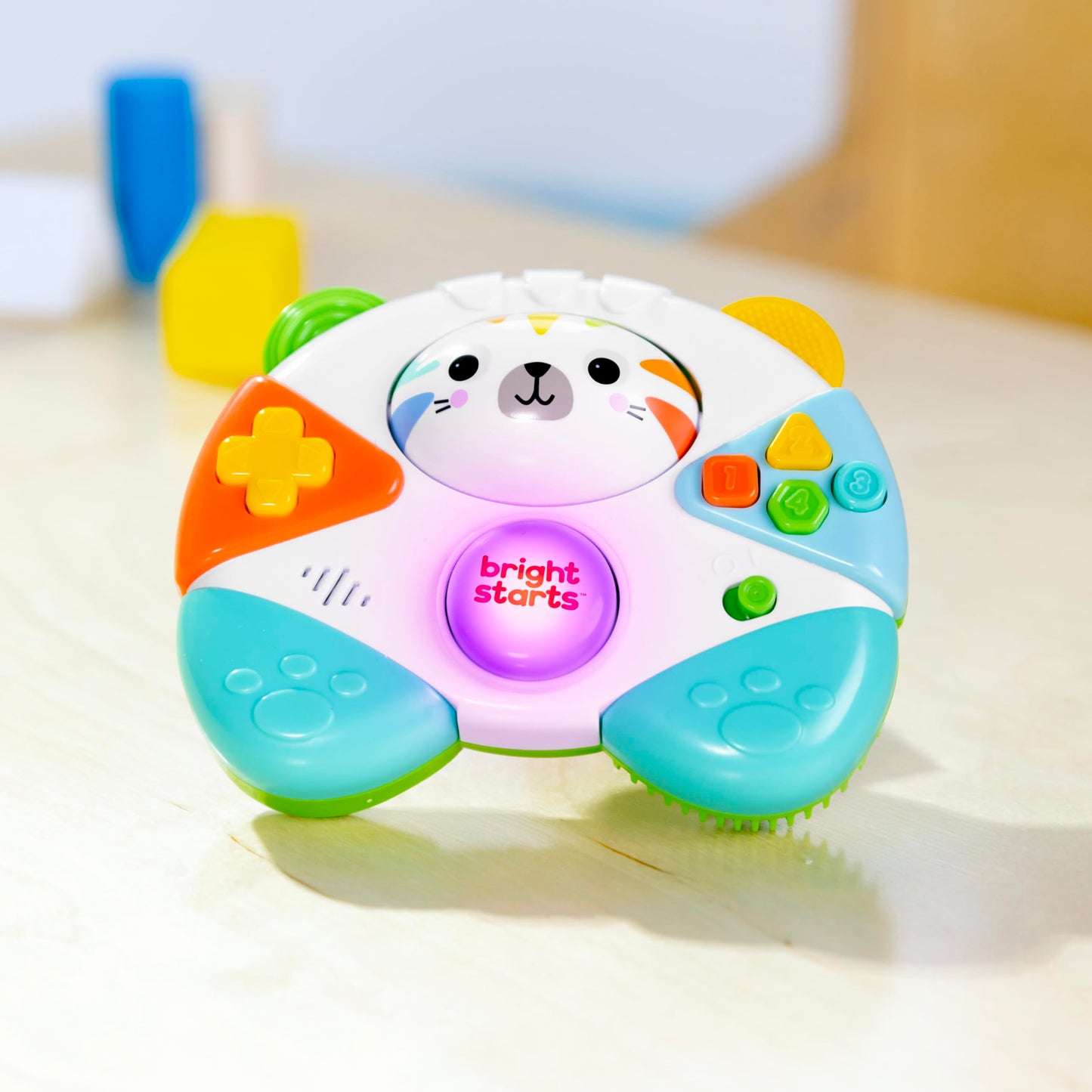 Bright Starts Gamer Buddy Baby Game Controller Toy, Tiger, Video Game Sound Effects and Melodies, Lights Up, 6 Months and Up