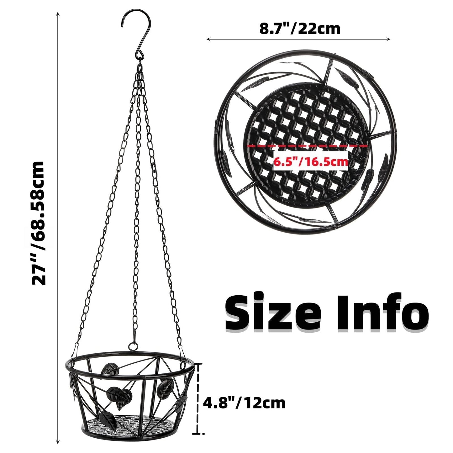 Goaste 2 Pack Metal Plant Hanger, Hanging Plant Holder with Ceiling Hook, Modern Plant Hanging Basket, Decorative Planter Flower Pots Shelf for Indoor Outdoor Use, Home Decor