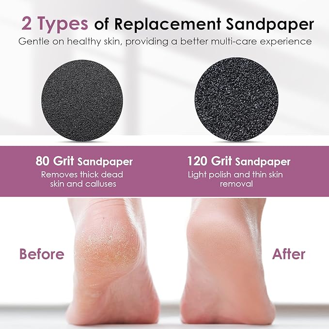 COSCOSY Electric Callus Remover for Feet, Professional 9-Speed Adjustable Foot File Rechargeable Portable 2-in-1 Dead Skin Exfoliator & Nail Grinder Kit Lightweight for Home Pedicure (Silver)