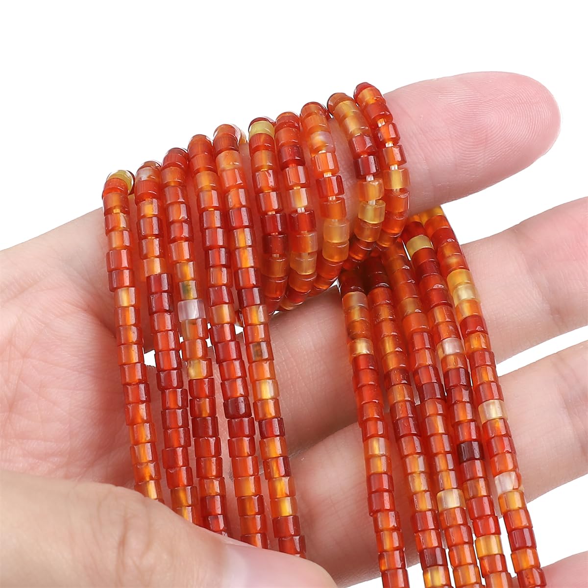 BEADIA Natural Red Agate Spacer Beads Caps Flat Round Loose Beads for Beading Jewelry Making 3mmx2mm 38cm