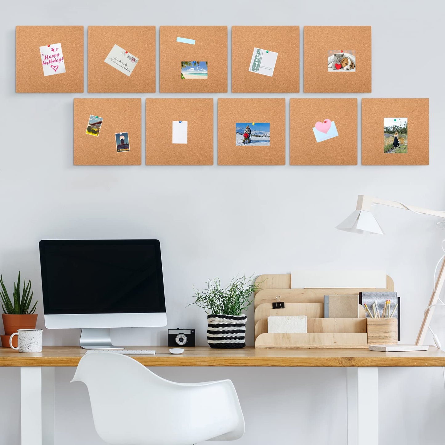 Kosiz 30 Pack Cork Board Square 12" x 12", 1/4" Thick Cork Board Tiles Bulk for Wall Self Adhesive Bulletin Corkboards Tiles Sheet for Wall School Office Home Decoration