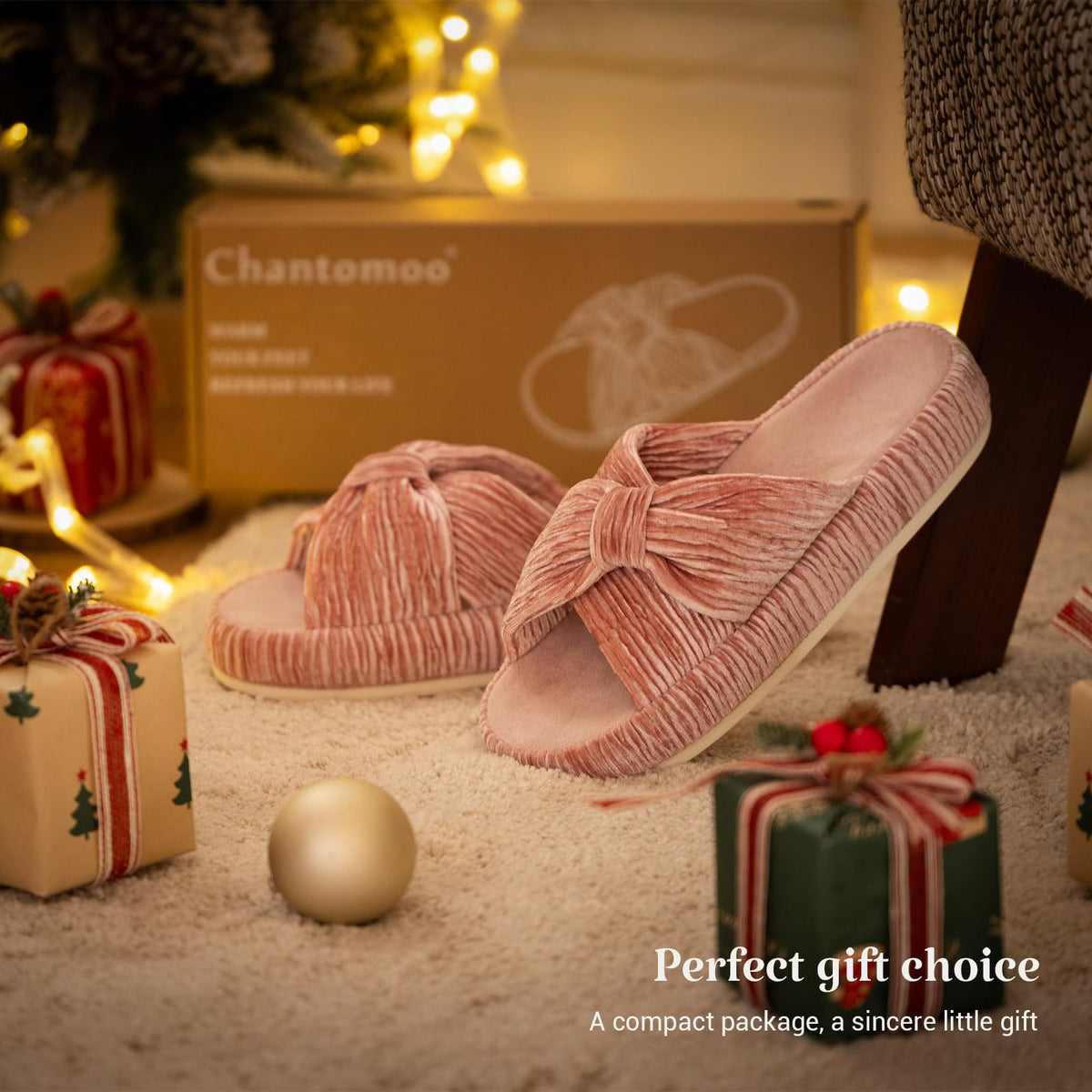 Slippers for Women Memory Foam House Bedroom Bow Crossbands Pearlescent Slipper Shoes Comfy Trendy Gift Slippers Pink Size 11 12 10.5