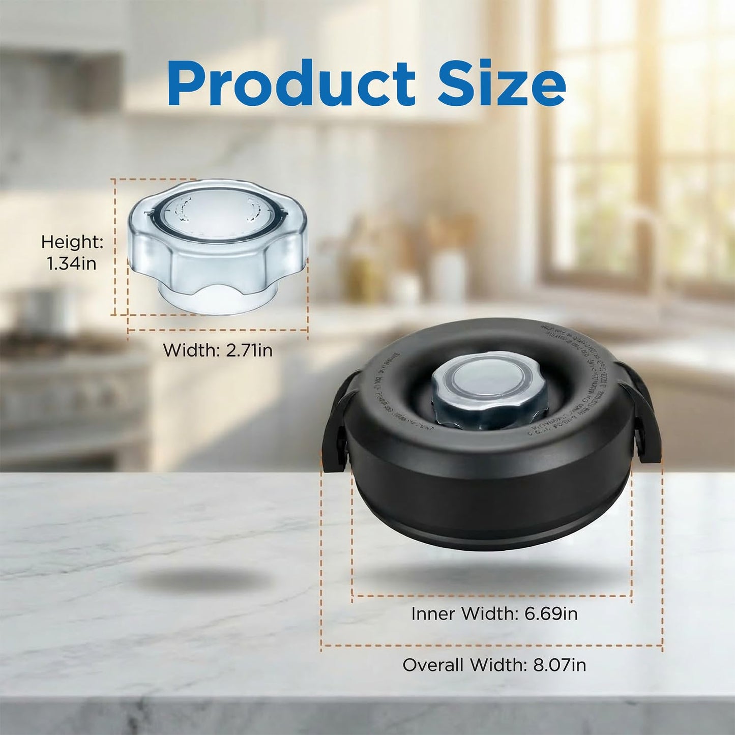 Blender Lid Replacement, 64oz Low-Profile Container Lid, Compatible with VM0103 VM0158 E310 E320, Replace for Pro 750 5200 5300 7500 Series, Rubber Lid Cover for Pitcher Jar
