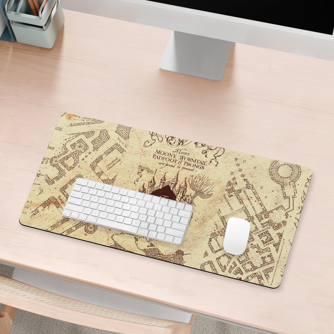 Head Case Designs Officially Licensed Harry Potter The Marauder's Map Graphics 23.62 x 11.81 x 0.12 inches (600 x 300 mm) - L Gaming Office Desk PC Keyboard Mouse Mat Pad