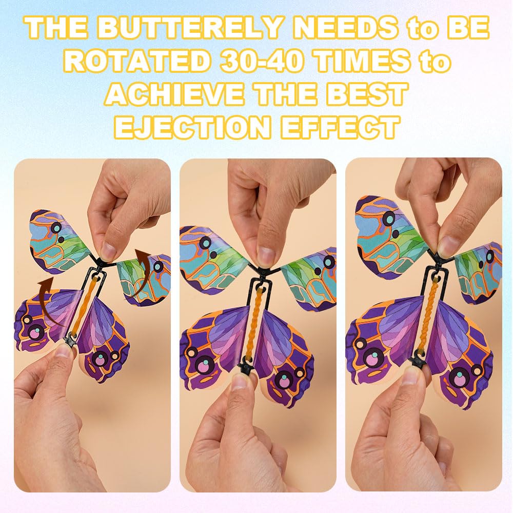 WCHOSOZH Surprise Explosion Gift Box with 4Pcs Flying Butterflies, Exploding Gifts Box with Congratulation Card, Butterflybirthday Surprise Boxes for Birthday Wedding Anniversaries Party Mothers Day(Black)