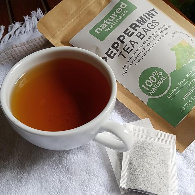 Natured Wellness Peppermint Tea Bags (Te De Menta) – Herbal Tea to Support Digestive Health, Sleep, and Relaxation – with Pure Peppermint Leaves – Non-GMO, Caffeine-free – 40 Teabags