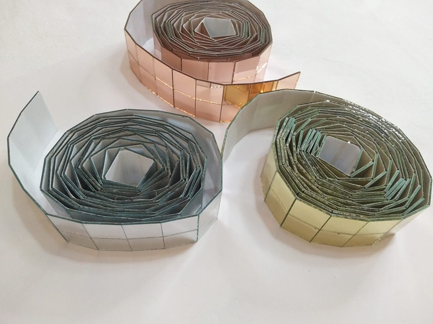 250PCS of 3/4'' Glass Mirror Roll Tiles for Crafts, 2CM Mini Square Glass Mirror Tiles Self Adhesive Mirror Strips for Wall (2.5 Meters, Gold Mirror)