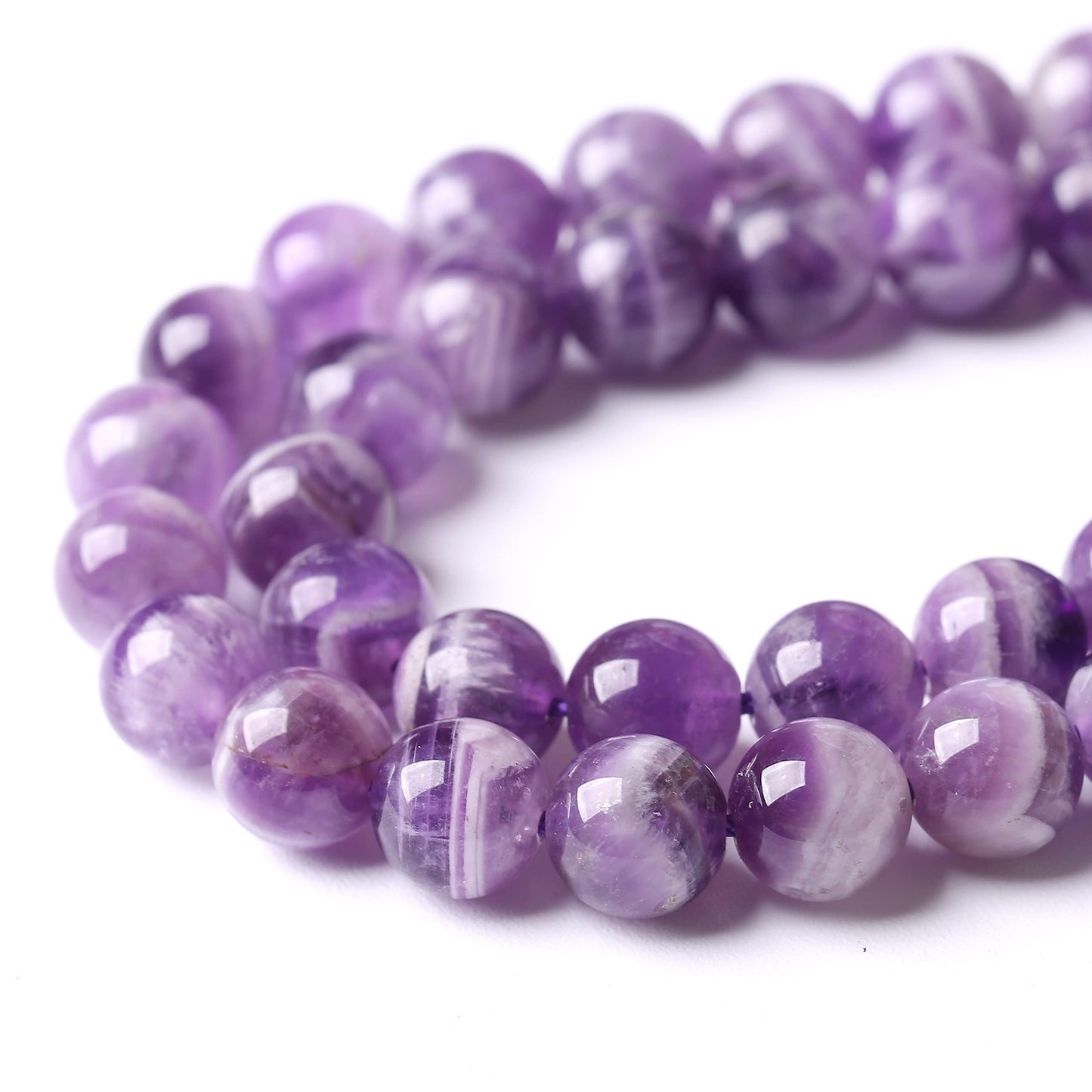 Natural Purple Dream Lace Amethysts Beads Crystal Round Loose Beads for Jewelry Making 6mm 60PCS 1 Strand 15" (Purple Dream Lace Amethysts, 6mm)