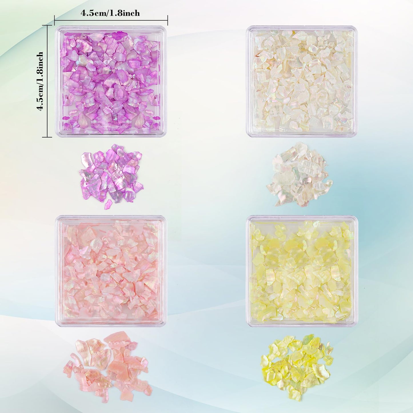 4 Boxes Abalone Seashell Nail Art Sequins, 3D Aurora Seashell Slices for Nails, Irregular Mermaid Shell Nail Glitter Flakes for Women Manicure Decoration DIY Crafts Nails Art Designs