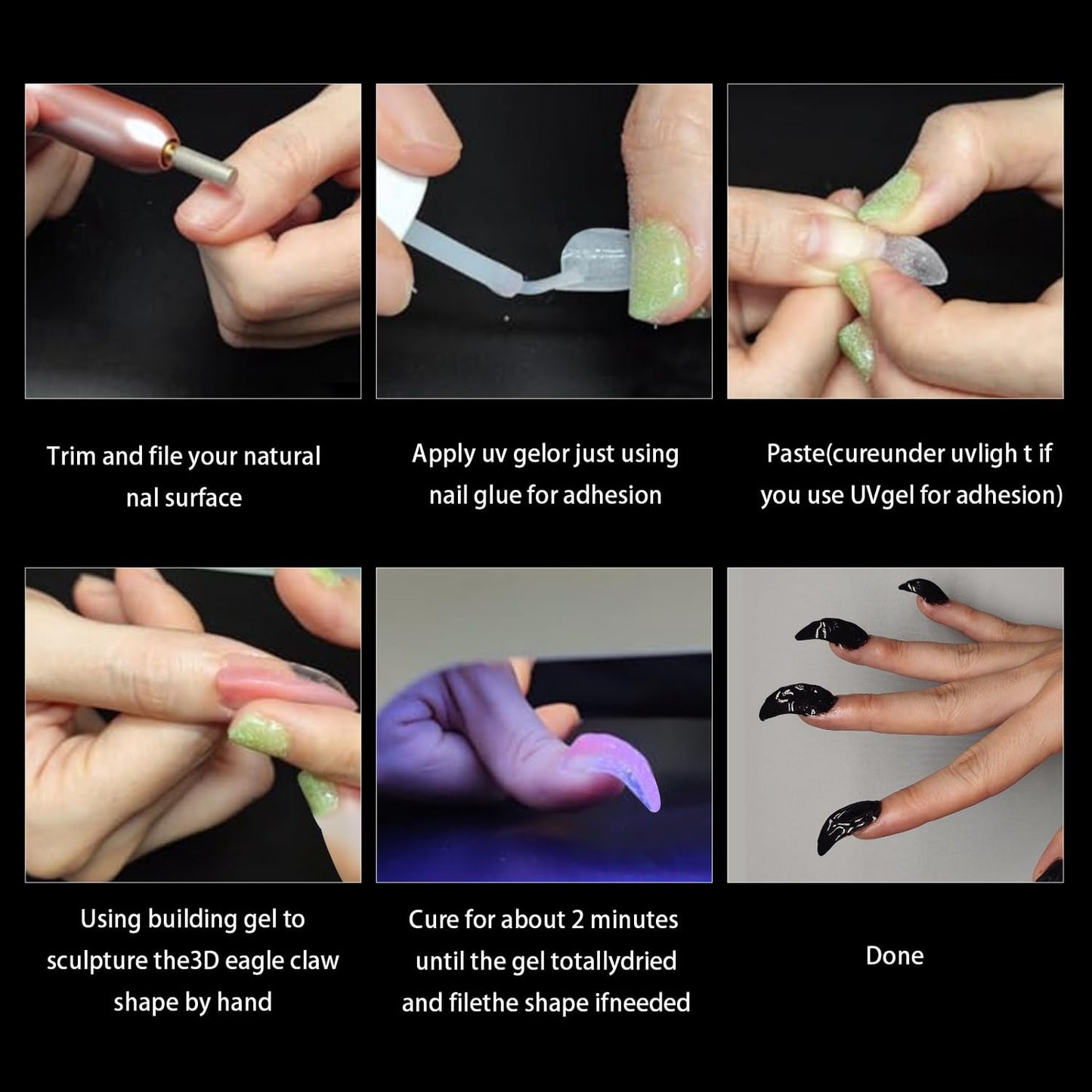 200PCS Medium Stiletto Nail Tips,10 Sizes Artificial Press on Nail Tips Halloween Style Natural Stiletto False Eagle Claw Art for Nail Salons (Natural&Transparent)