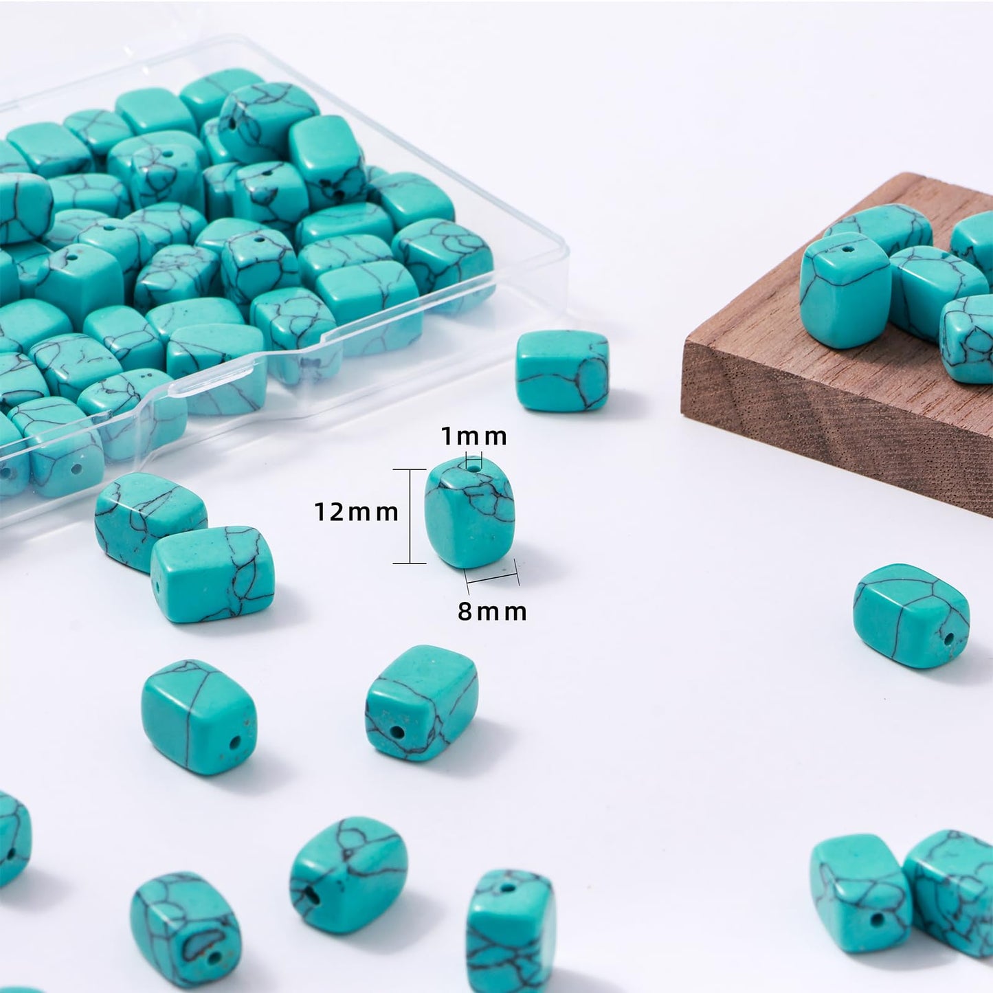Natural Large Blue Turquoise Cube Stone Beads 8x11mm 38cm/str Loose Semi Gemstone Stone Square Beads for Making Bracelets Necklace