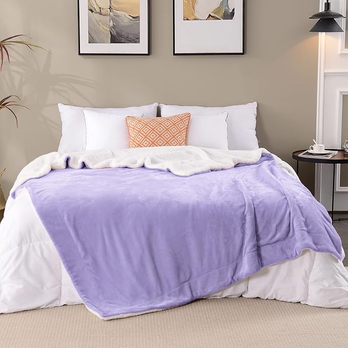SOCHOW Sherpa Fleece Throw Blanket, Double-Sided Super Soft Luxurious Plush Blanket Throw Size, Lilac, 50x60 inches