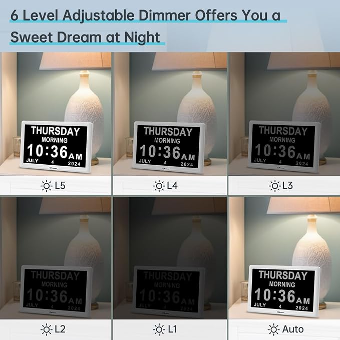 Soobest Dementia Clocks for Seniors, 7” Digital Date Clock Large Display