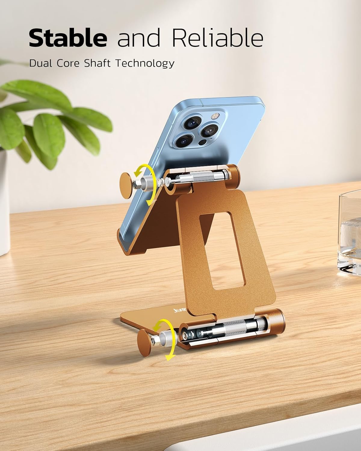 Nulaxy Dual Folding Cell Phone Stand, Fully Adjustable Foldable Desktop Phone Holder Cradle Dock Compatible with Phone 16 15 14 13 12 11 Pro Xs Xs Max Xr X 8, Nintendo Switch, All Phones - Orange