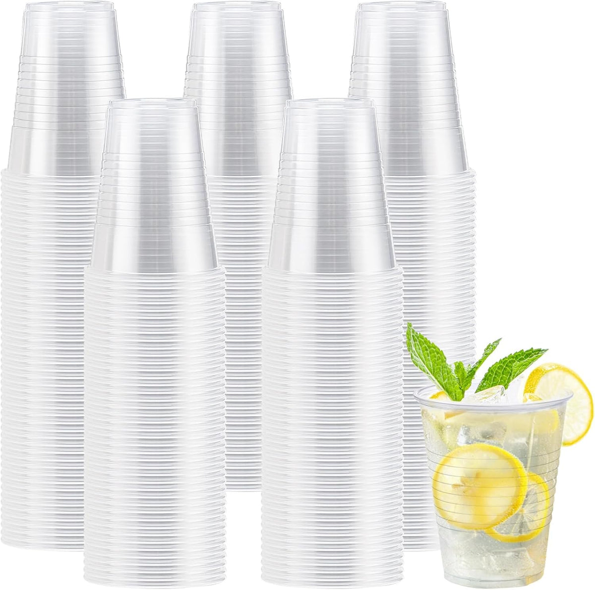 Lamosi 9 oz Clear Plastic Cups, 300 Count Disposable Plastic Drinking Cups, Cold Water Cups for Party, Wedding, Travel, Events