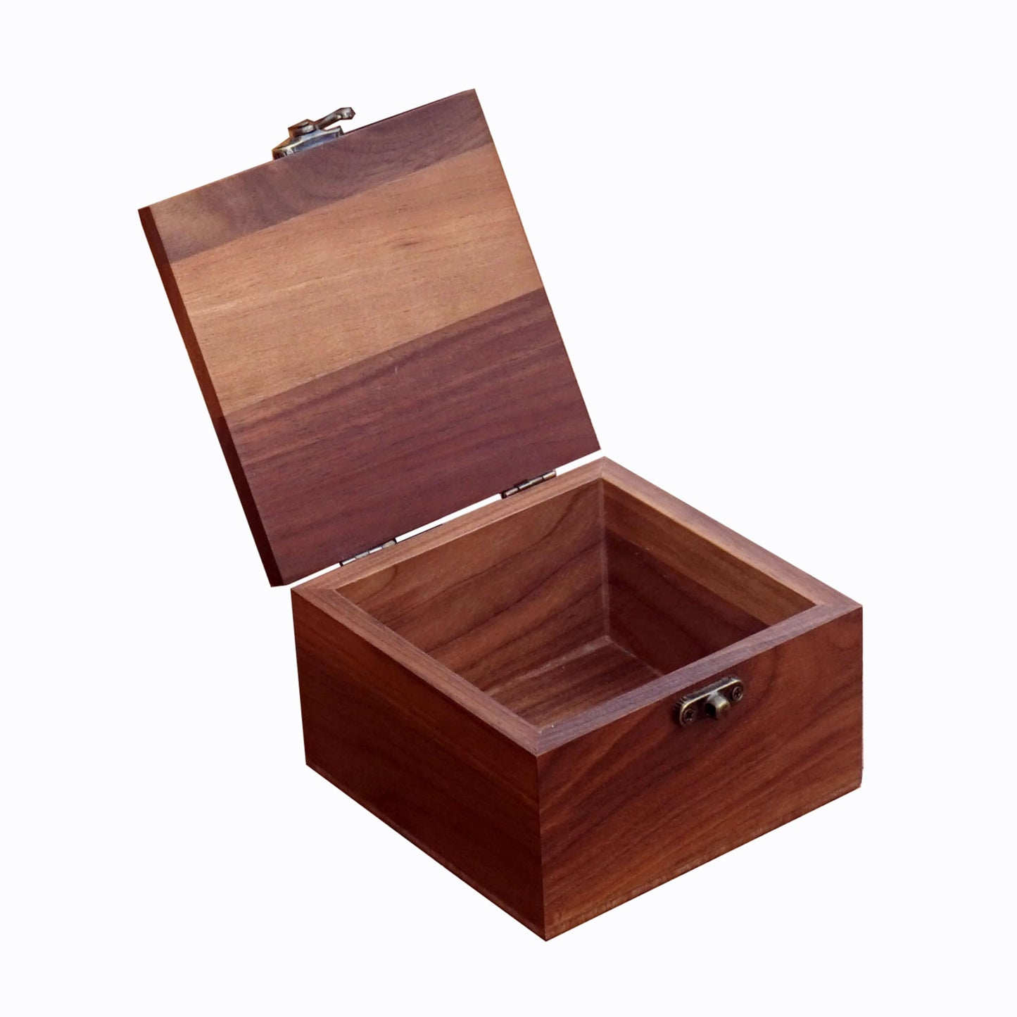 LONMAIX Handcrafted Walnut Wood Keepsake Box – 4.3 x 4.3 x 2.5 inch – Jewelry, Watch & Gift Storage Box – Rustic Wooden Box for Wedding, Birthday, Christmas