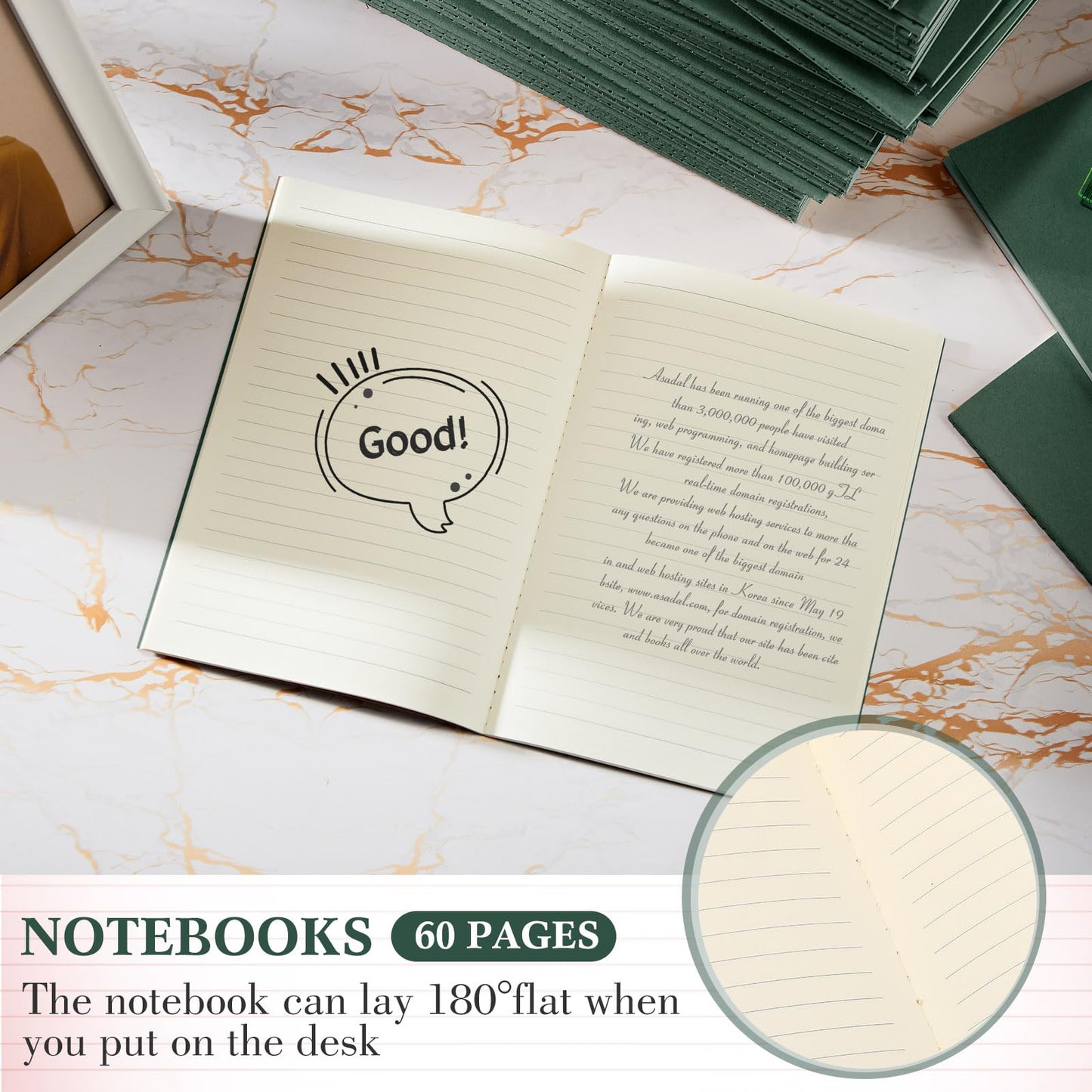 Mimorou 100 Pcs Journals Notebooks Bulk - Kraft Softcover A5 Small Notebooks 5.5 Inch x 8.3 Inch Notepads with 60 Page 30 Sheet for Writing Sketch Travel Office Supplies(Green,Lined)