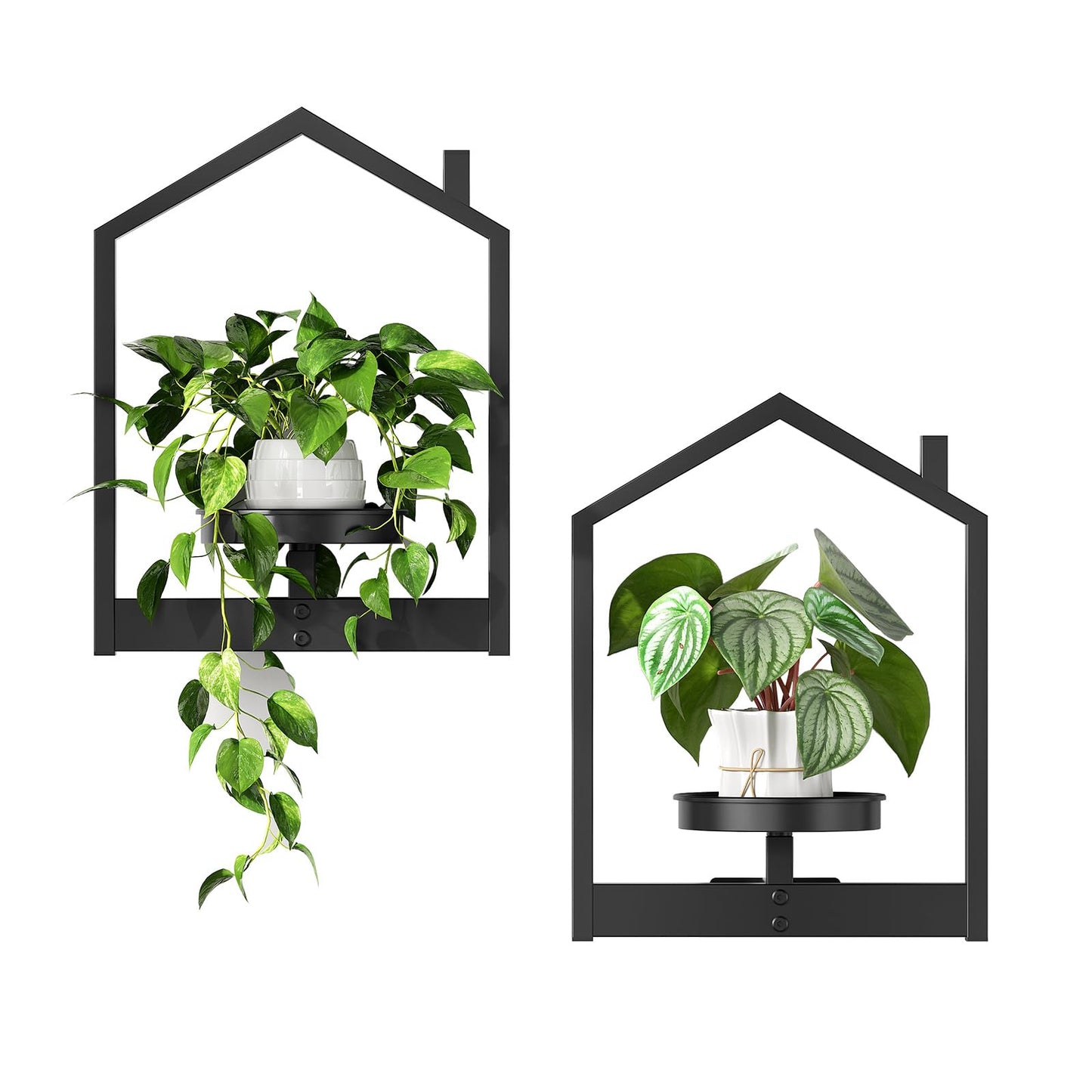 HOOBRO Console Table and Hanging Planter Bundle, 3-Tier Narrow Entryway Table, Hanging Planters for Indoor Plants Set of 2, BF73XG01-BK08HJP201