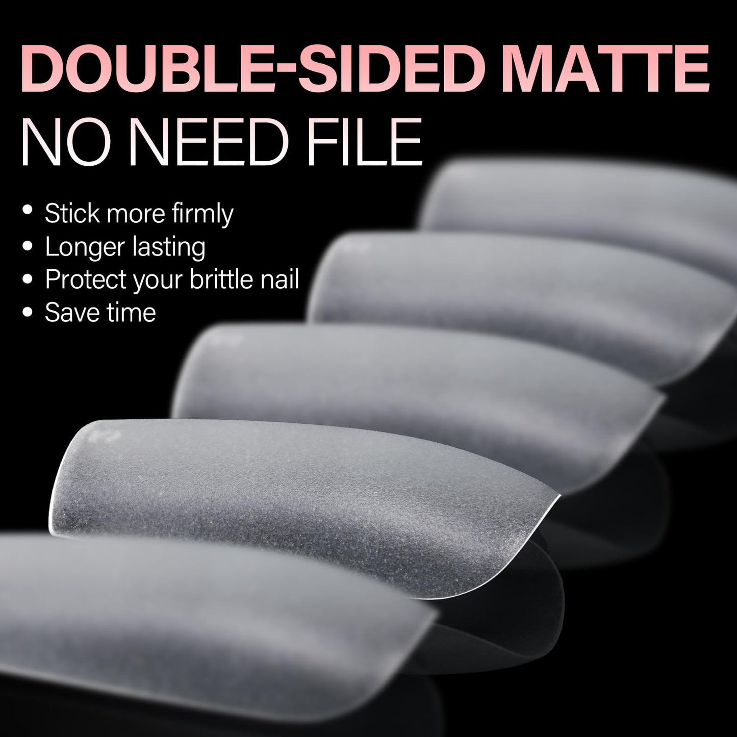 AILLSA Medium Square Nail Tips 450PCS Full Cover Nail Tips Matte Acrylic Upgraded No Need Files Press on Fake Nails Tips for Extension Home DIY Nail Salon 15 Sizes